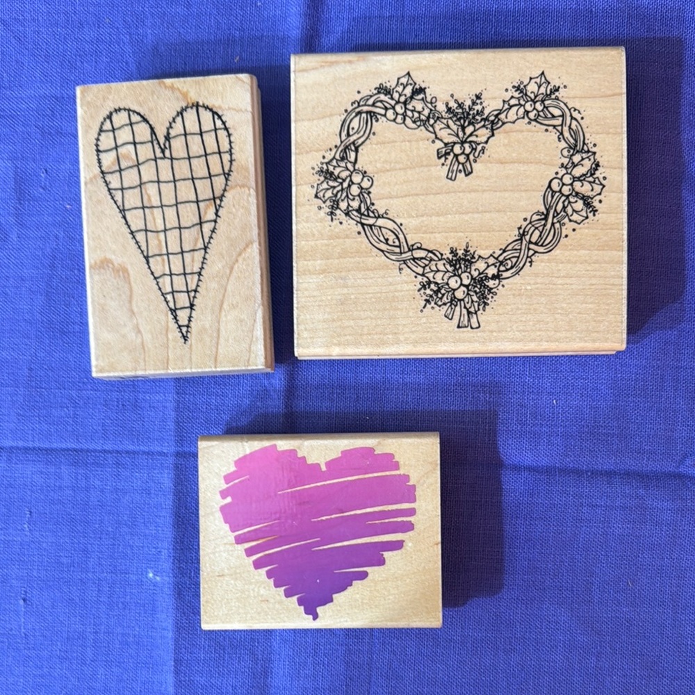 Heart Design Wooden Stamps Set